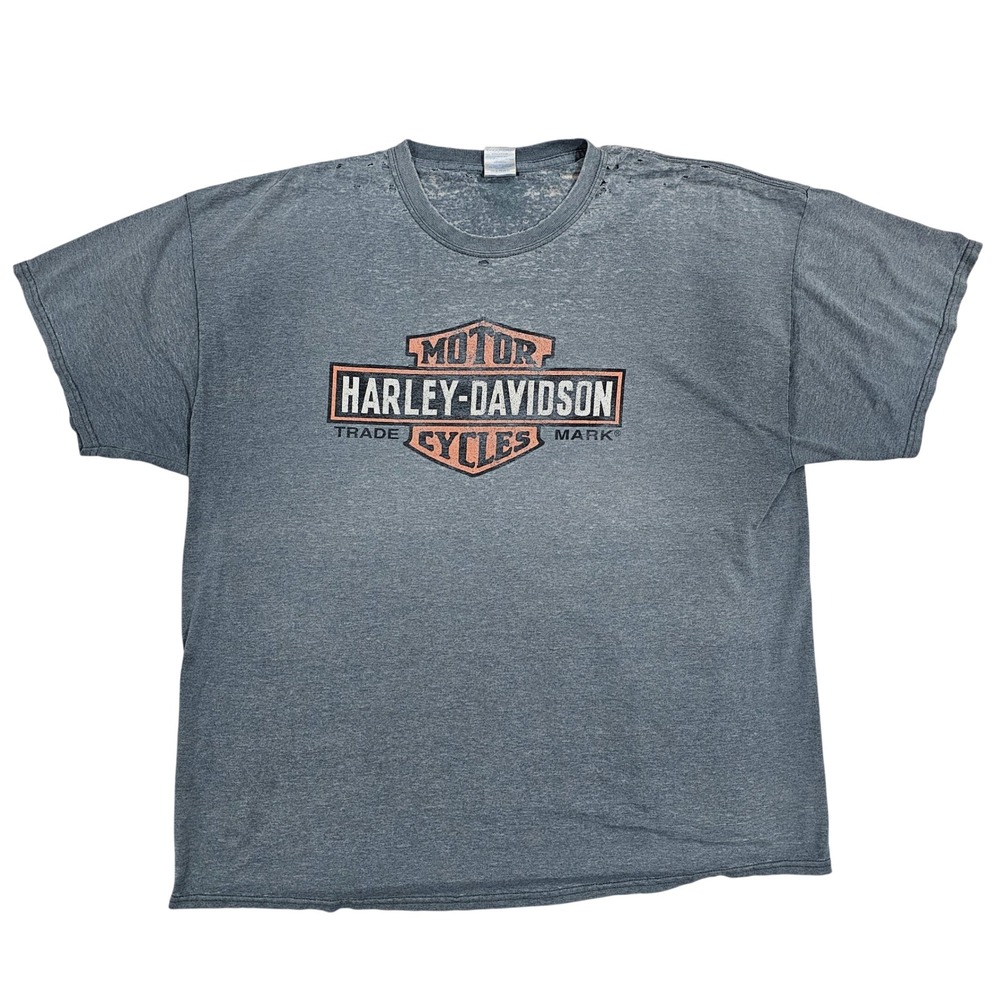 Harley-Davidson Museum Mens 2XL Gray Graphic T-Shirt Distressed Biker Tee